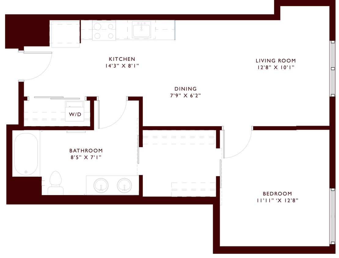 Explore the sleek design of this modern apartment, featuring an open-plan layout with all essential amenities. - A5