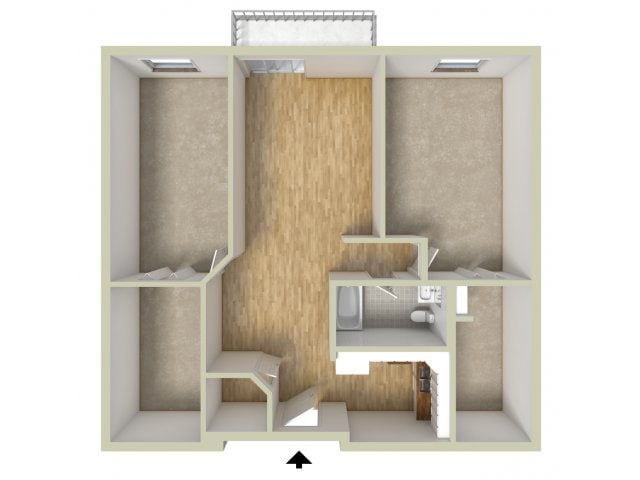One bedroom with den floor plan - One Bedroom Den