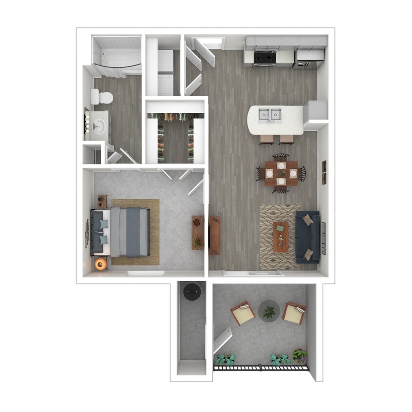Floor Plan - 1 Bed 1 Bath 721 SqFt (586 Net)