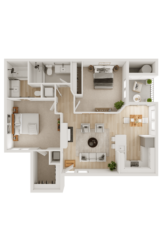 Floor Plan - 2 Bed 2 Bath A