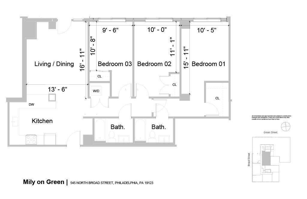 Floor Plan - 3B2B B 1245sf