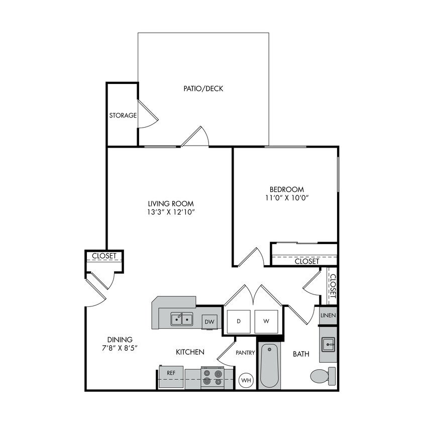 Floor Plan - One Bed, One Bath