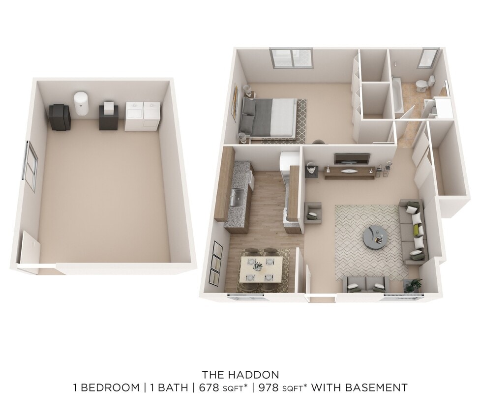Floor Plan - One Bedroom - 678 sqft