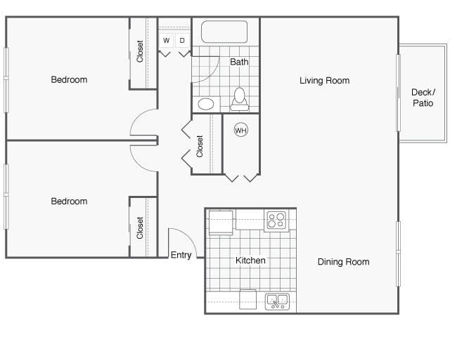 Floor Plan - Two Bedroom One Bath Classic