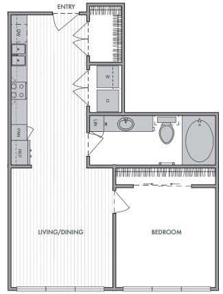 Floor Plan - 1 Bed_1 Bath_B