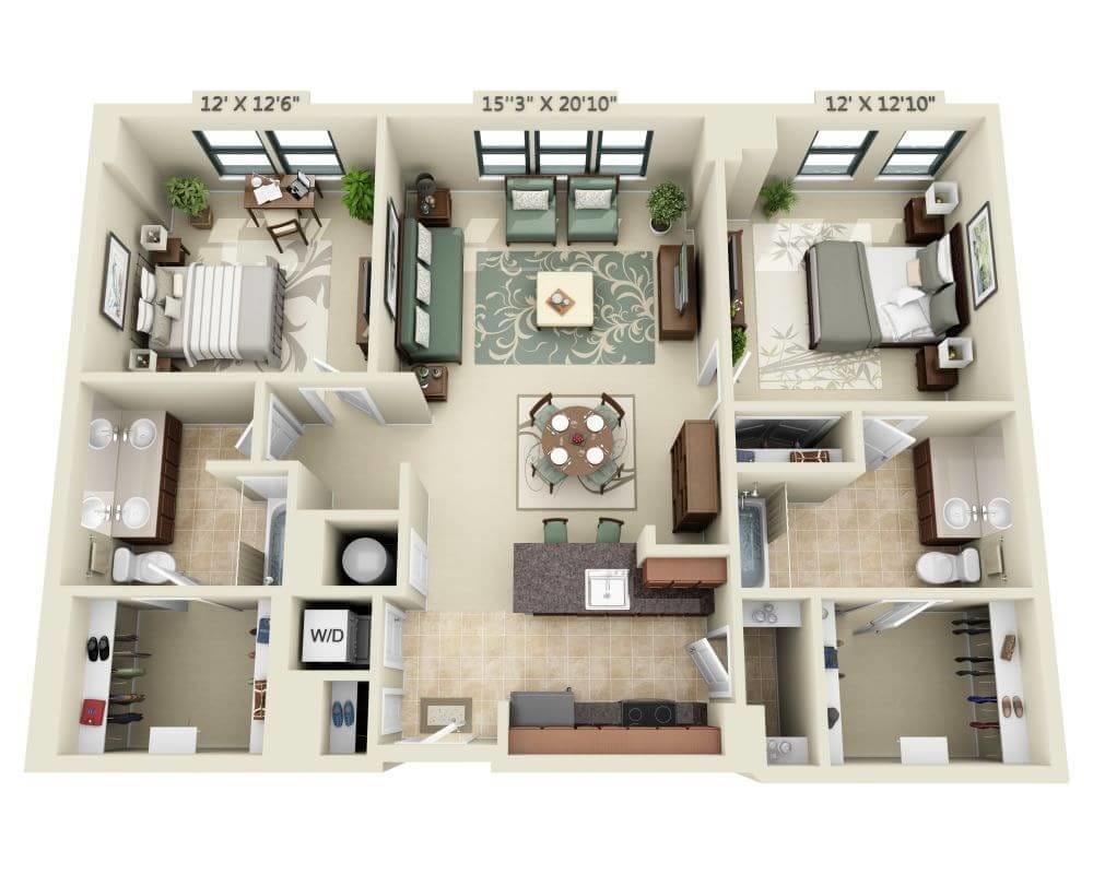 Floor Plan - Two Bedroom B2G