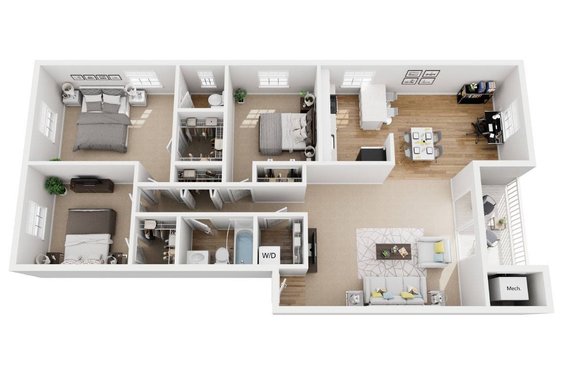 Floor Plan - Three Bedroom One and One Half Bath Renovated
