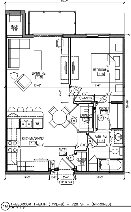 Floor Plan - One Bedroom One Bathroom