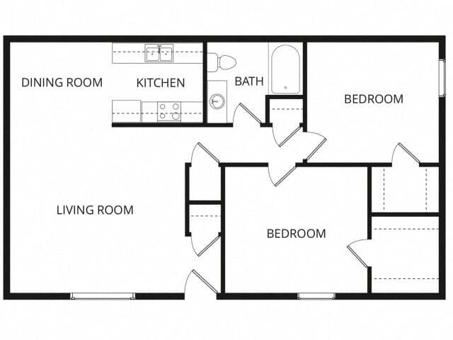 Floor Plan - 2 Bed 1 Bath