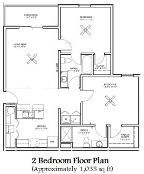 2BR/2BA - 2 Bedroom