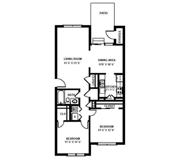 2BR/1BA - 2x1B