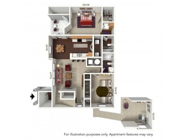 Floor Plan - E Plan - 2 Bed/2 Bath with Loft