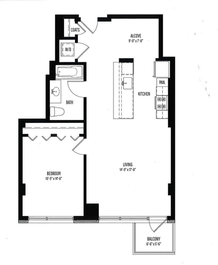 Floor Plan - 1 BR, 1 BTH