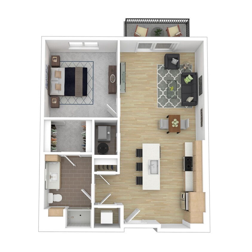 Floor Plan - One Bed One Bath 1A.6