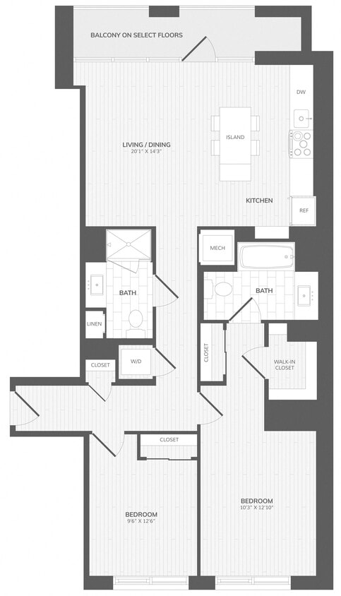 Floor Plan - 2 Bed/2 Bath- C East
