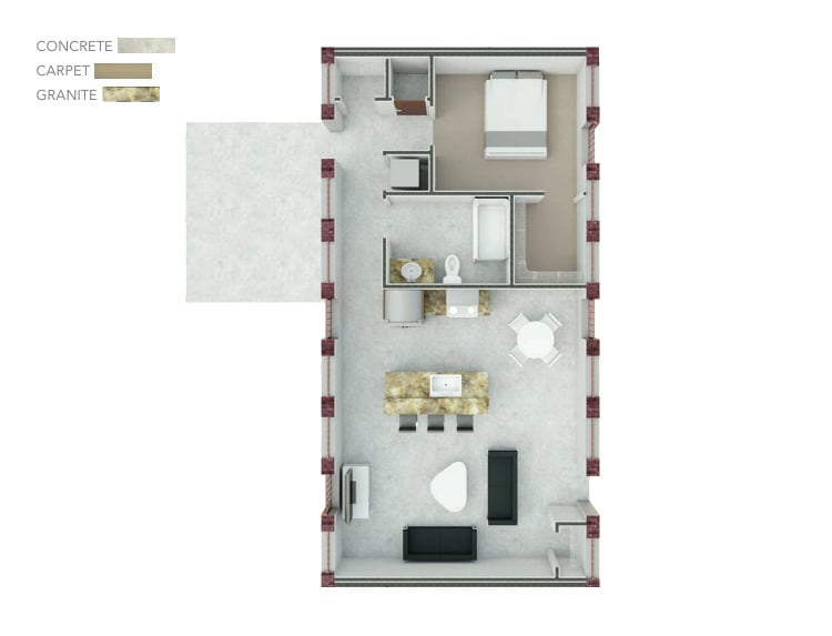 Floor Plan - 1B1B Patio B -Liberty Crest