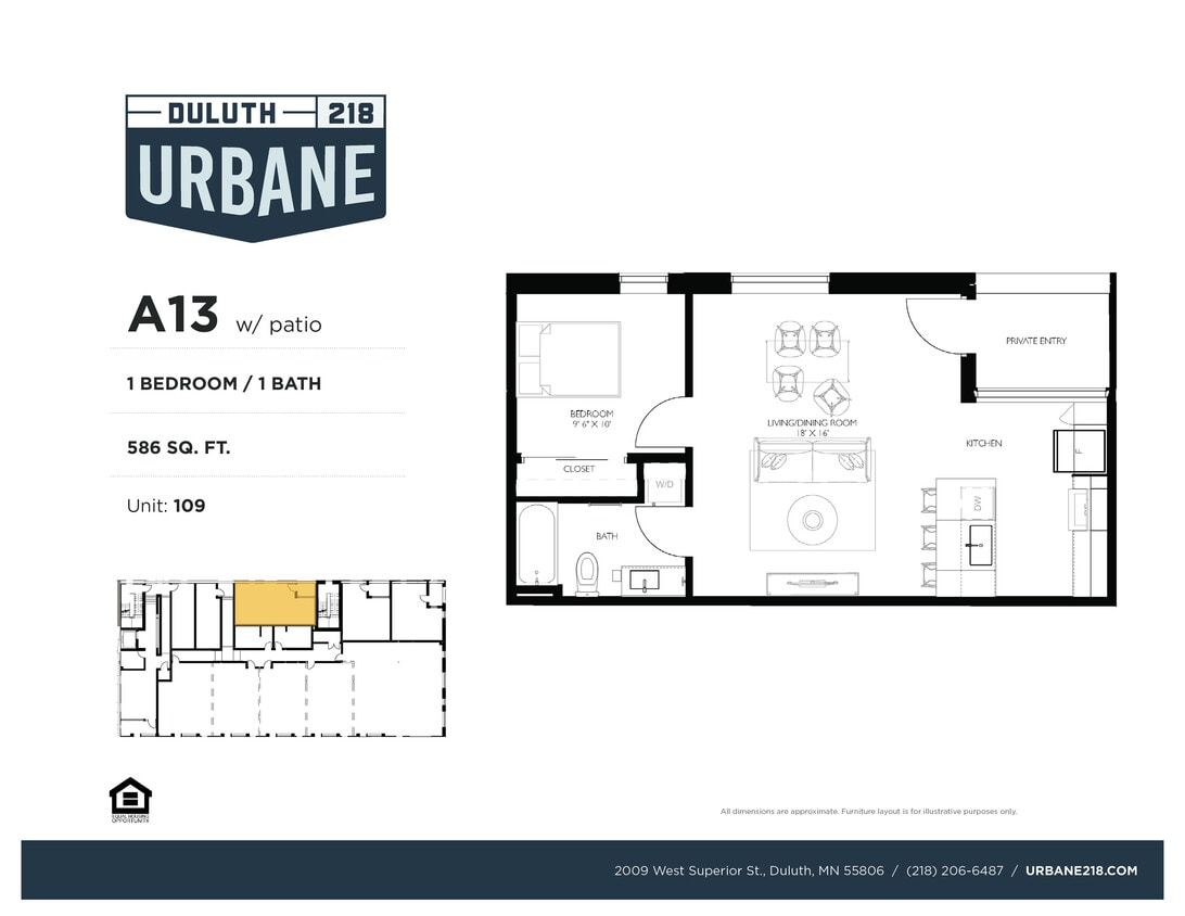 Floor Plan - A13 - 1 Bed / 1 Bath Income Restricted - 70%