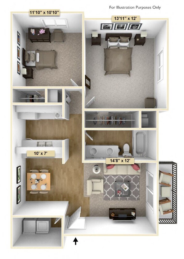 Floor Plan - Two Bedroom Pine