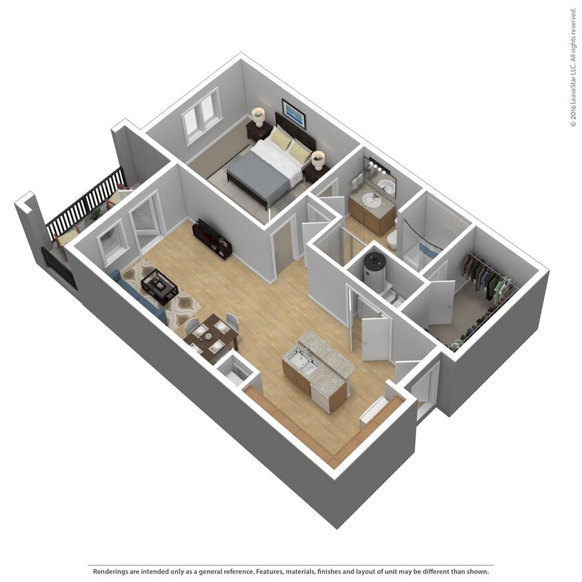 Floor Plan - 1 Bed 1 Bath 907 SqFt (820 Net)