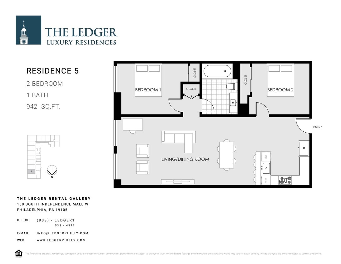 Floor Plan - Two-Bedroom Park View Flr 3-6
