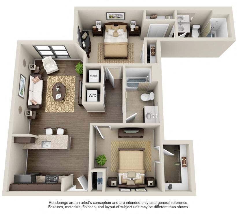 Floor Plan - 2 Bed 2 Bath-Harrison