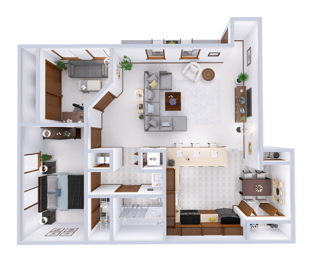 Floor Plan - Phase 3 - 1 Bed, 1 Bath + Den Lower