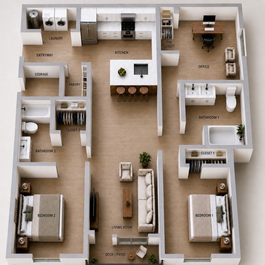 Floor Plan - 3bed/2bath ADA unit