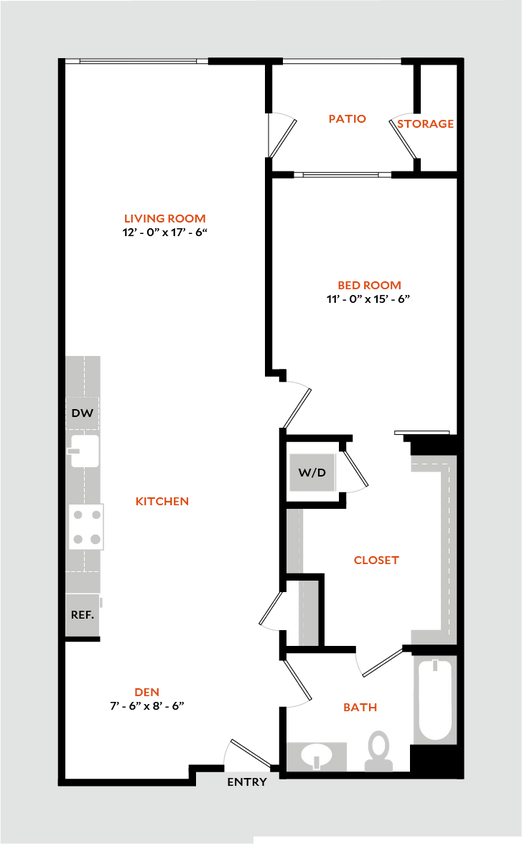 Floor Plan - Plan 1I-BMR (Income Limit)