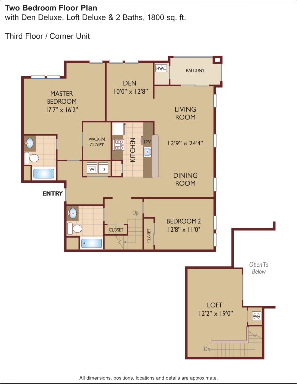 Floor Plan - $2.00/sq.ft. - Two Bedroom with Den and Loft De...