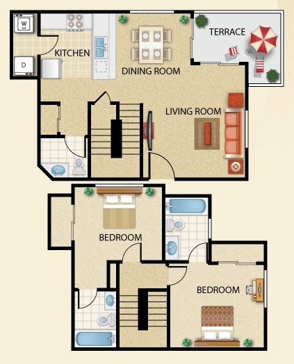 Plan A - Plan A- 2 bed 2.5 bath