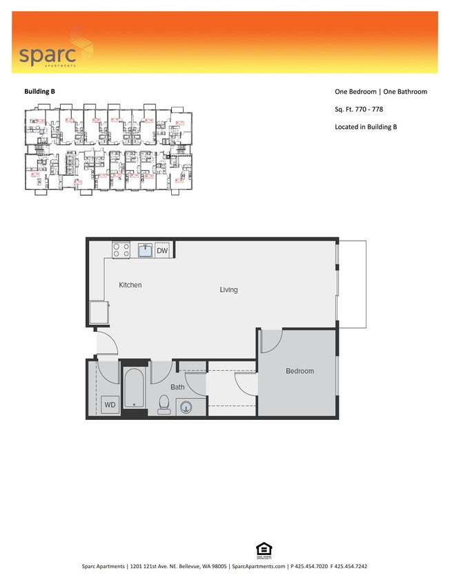 Floor Plan - 1x1 Building B & C