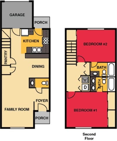 Floor Plan - 2BR 2.5 Bath w/ Garage