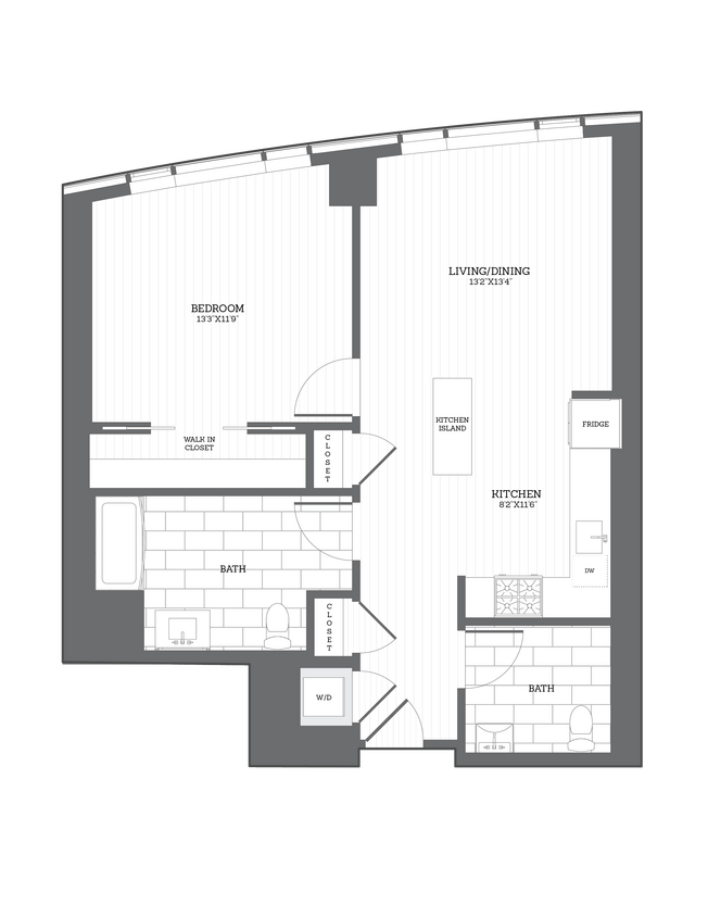 Floor Plan - 1 Bed/1.5 Bath B1(2A)
