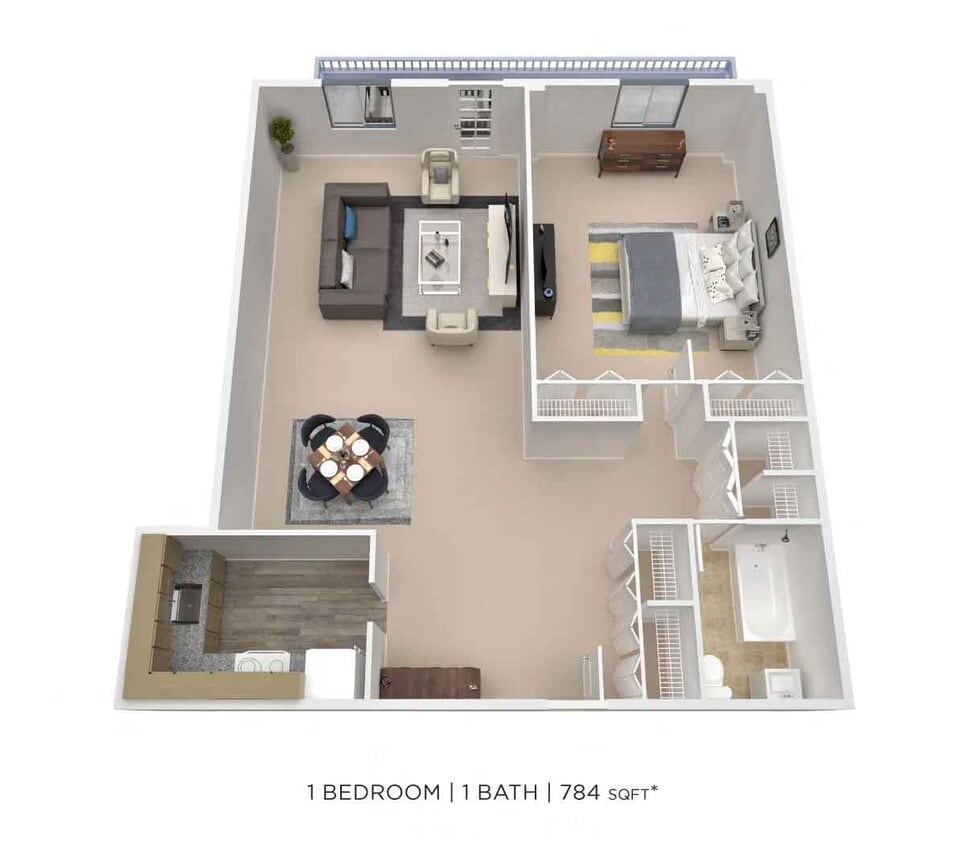 Floor Plan - PCH 1 Bdrm - B