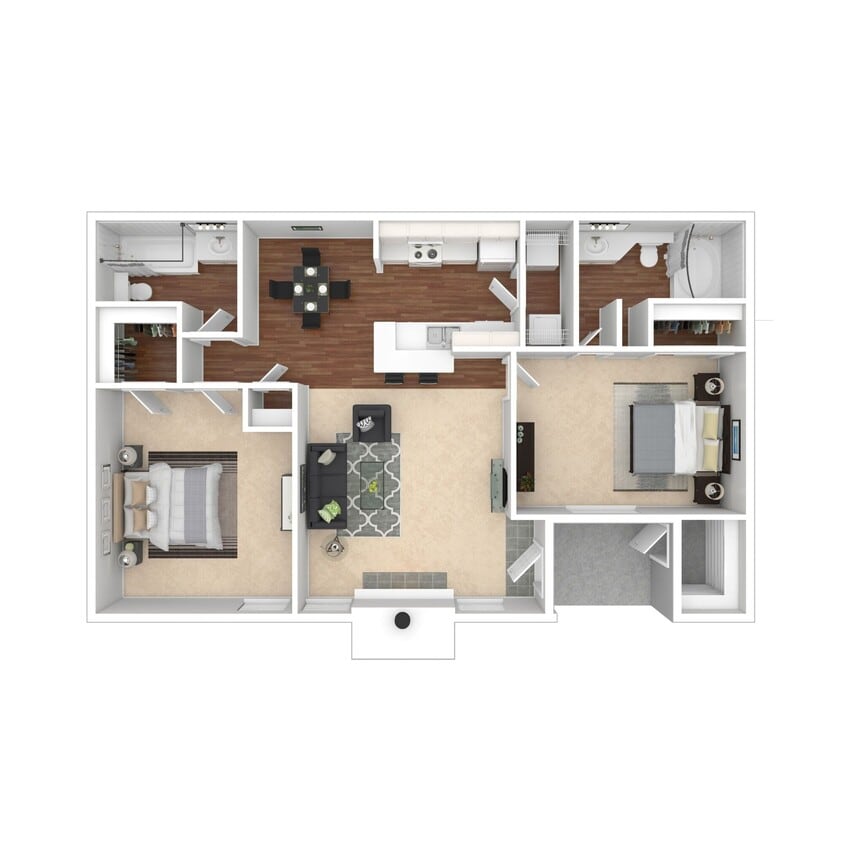 Floor Plan - 2 Bed 2 Bath 983 SqFt (920 Net)