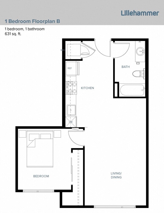 Floor Plan - 1 Bedroom B