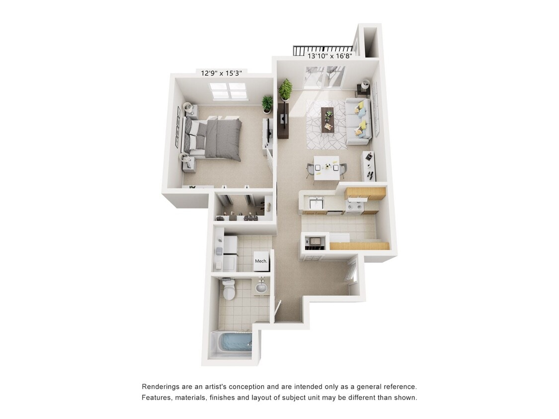 Floor Plan - One Bedroom - Melrose