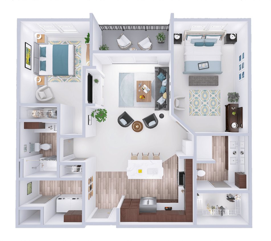 Floor Plan - EastTown - J - 2 Bed - 2 Bath