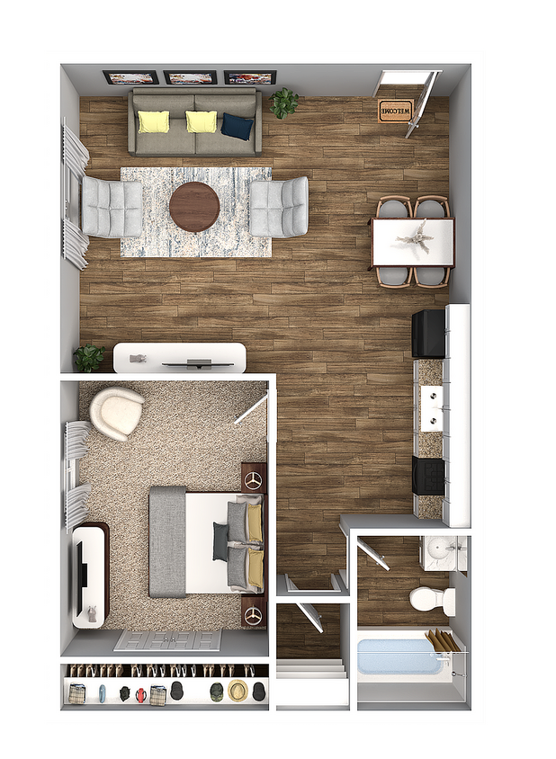 1-Top view (1) - 1 Bedroom 1 Bath 748