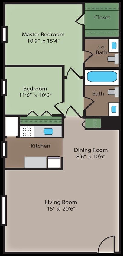 2BR/1.5BA - Cedar