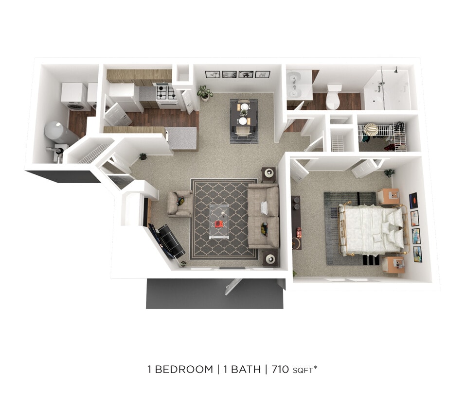 Floor Plan - One Bedroom - 710 sqft