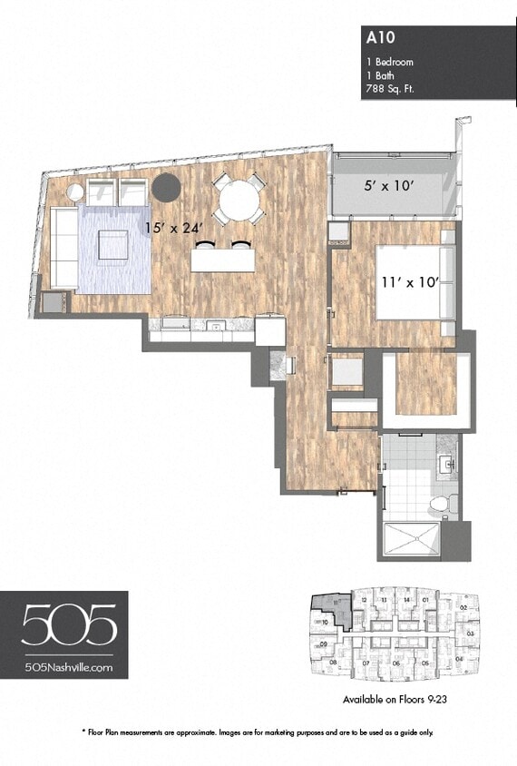 Floor Plan - 505 One Bedroom Stack 11