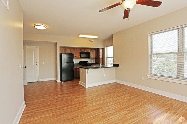 2BR, 1BA - Living Room & Kitchen - Parkside Apartments