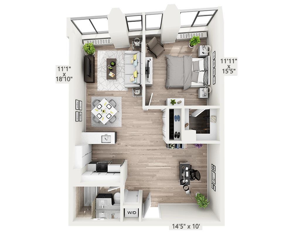 Floor Plan - One Bedroom w/Alcove E