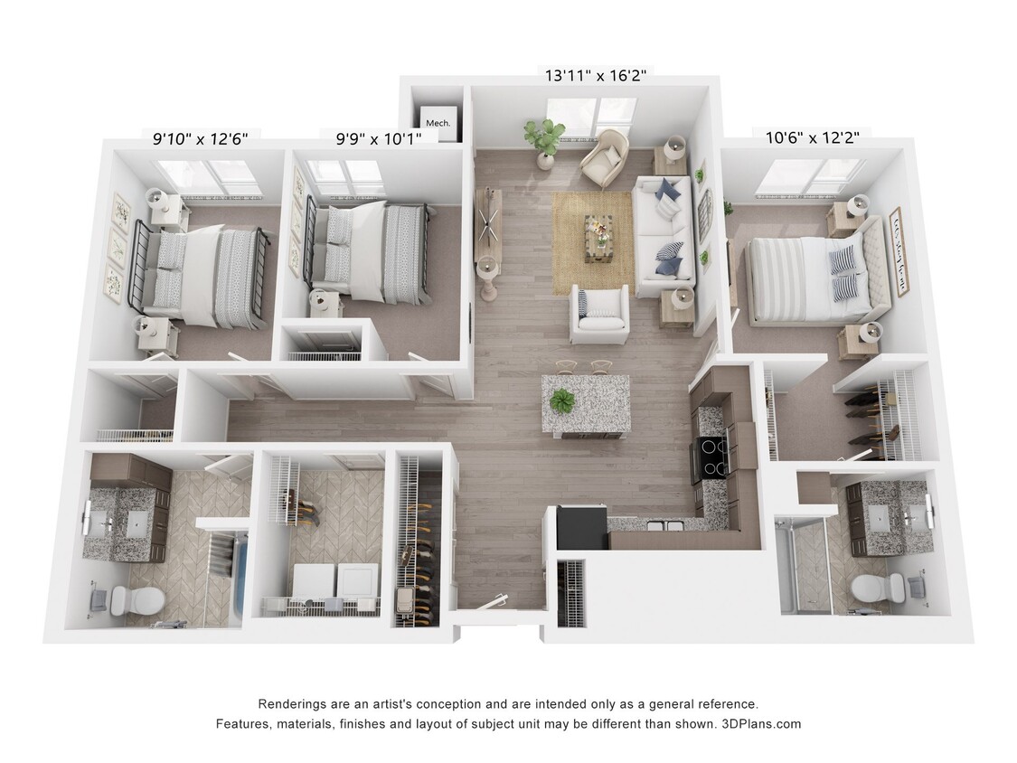 Floor Plan - 3 Bedroom 2 Bathroom