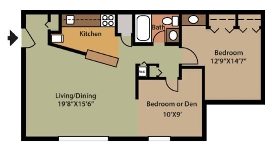1BR/1BA + Den - 1BR/1BA Den
