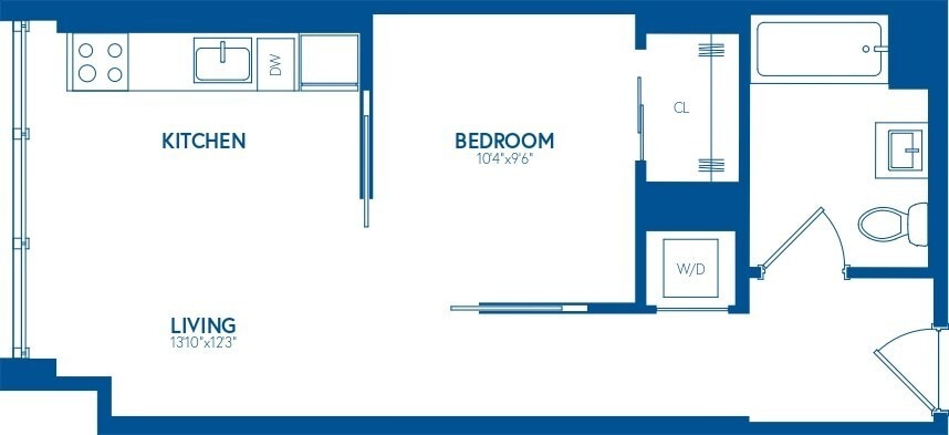 Floor Plan - 1 Bedroom, 1 Bath - 512