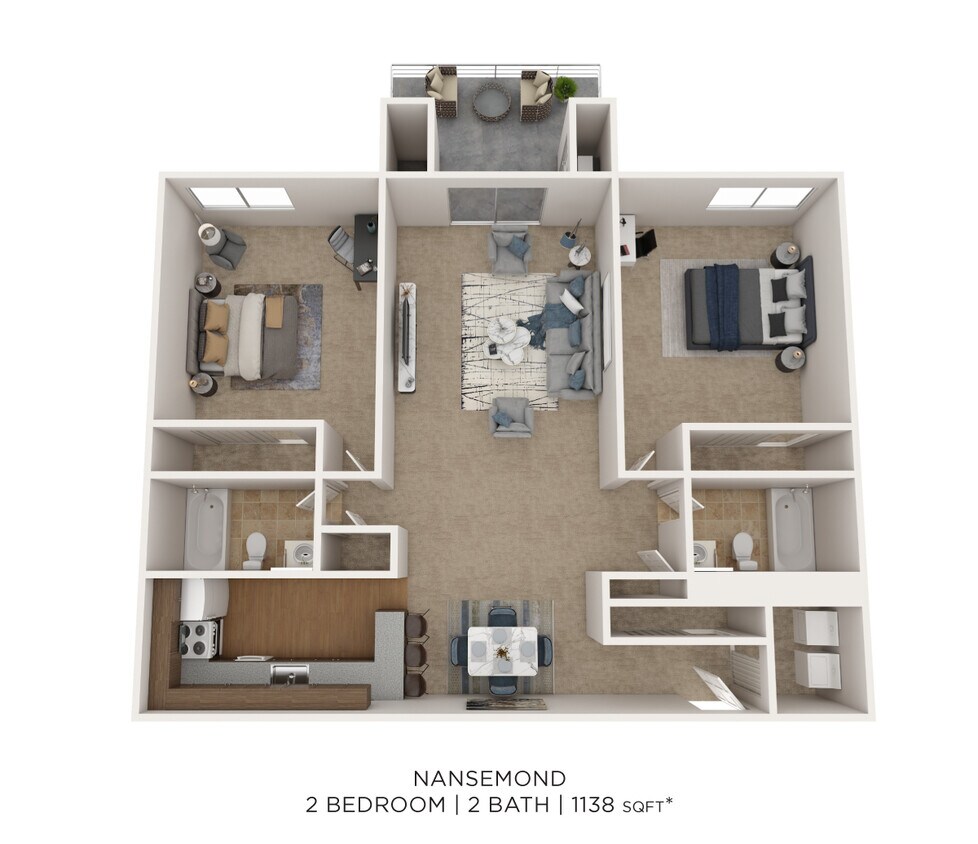 Floor Plan - Two Bedroom 2 Bath