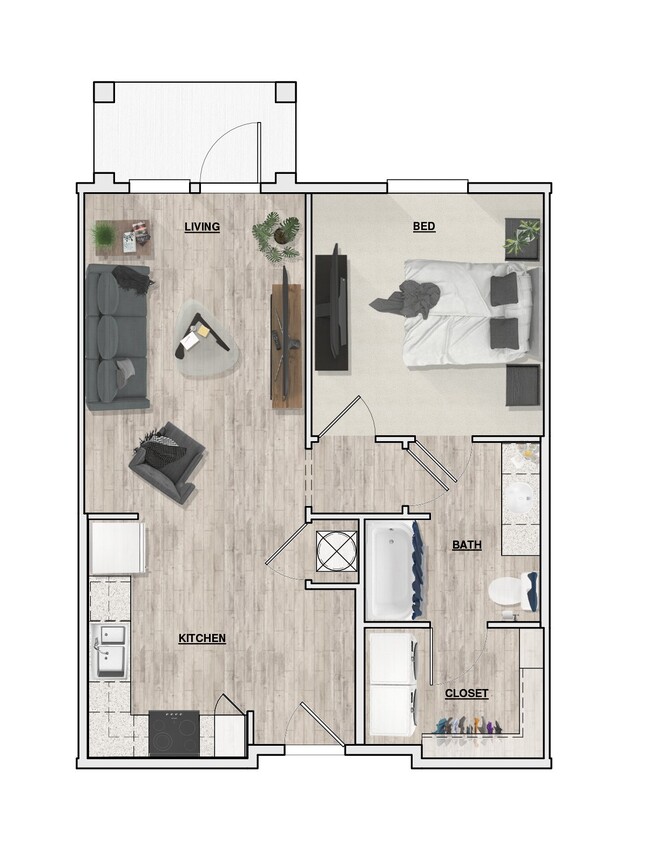 Floor Plan - 1 Bedroom 1 Bath