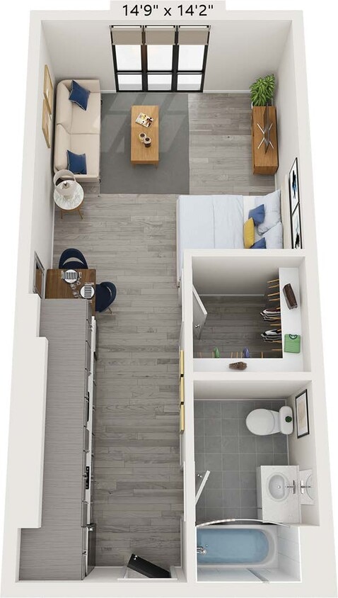 Floor Plan - Studio with  Large Terrace